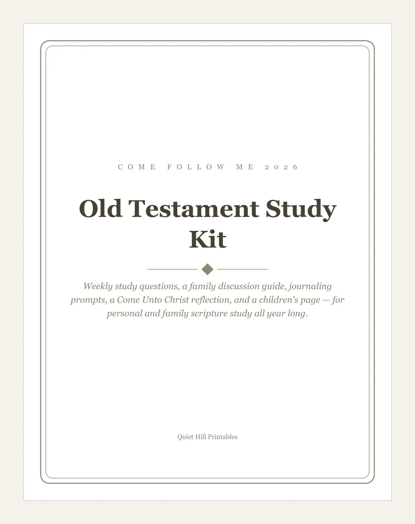 Come Follow Me 2026 Old Testament Study Kit — printable preview